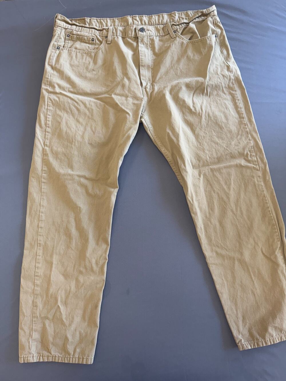 Levi's 502 Regular Taper Pants Mens 44x32 Tan Khaki Chino Stretch Twill Cotton